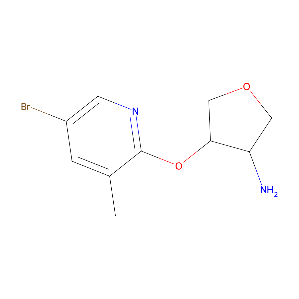 4-[(5-Bromo-3-methylpyridin-2-yl)oxy]oxolan-3-amine molecular structure, CAS 2198986-08-0