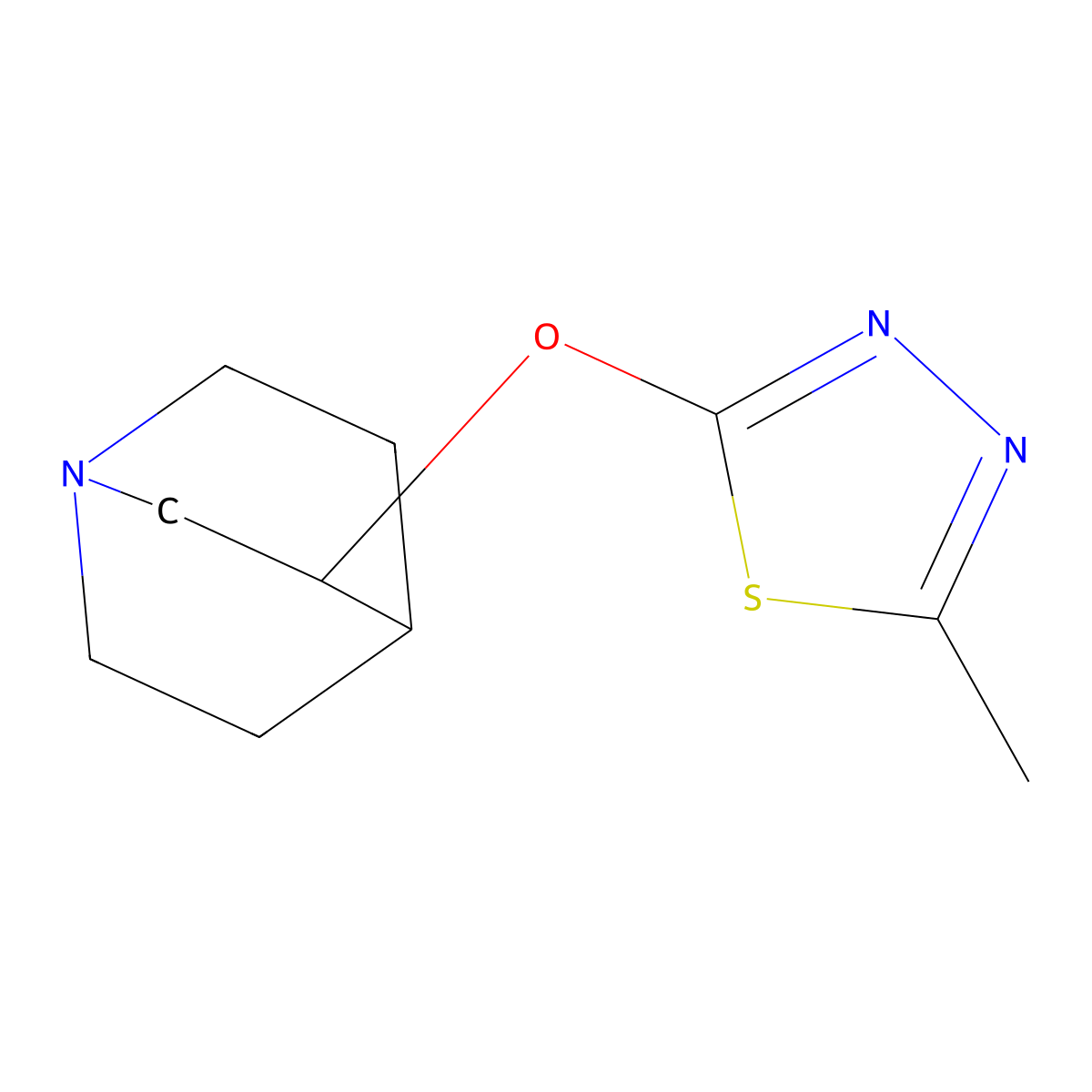 3-[(5-Methyl-1,3,4-thiadiazol-2-yl)oxy]-1-azabicyclo[2.2.2]octane molecular structure, CAS 2198986-54-6