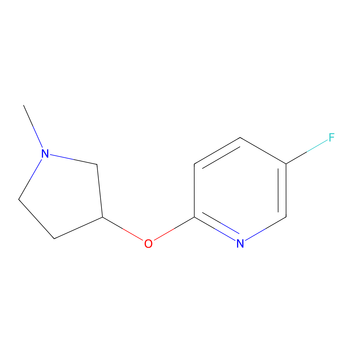 5-Fluoro-2-[(1-methylpyrrolidin-3-yl)oxy]pyridine molecular structure, CAS 2198986-75-1