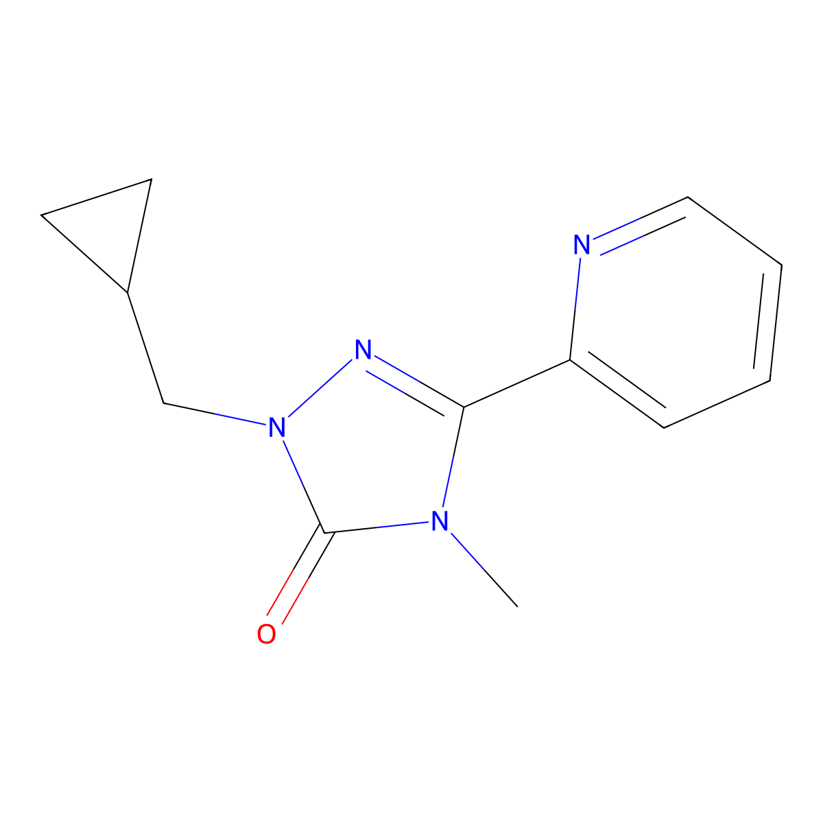 1-(cyclopropylmethyl)-4-methyl-3-(pyridin-2-yl)-4,5-dihydro-1H-1,2,4-triazol-5-one molecular structure, CAS 2198986-95-5