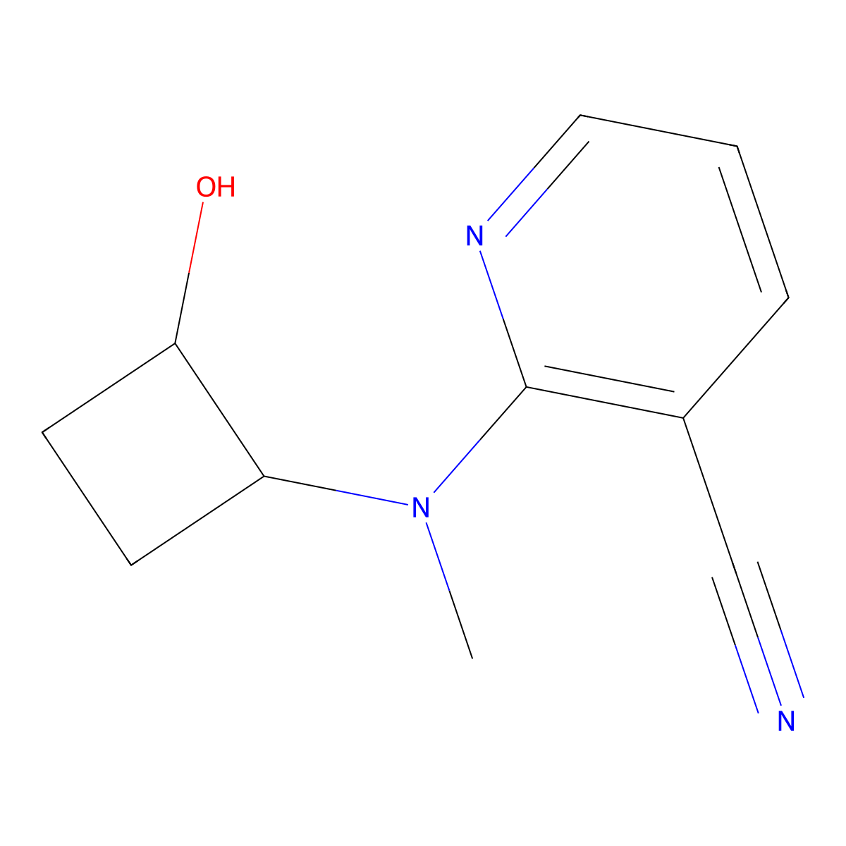 2-[(2-Hydroxycyclobutyl)(methyl)amino]pyridine-3-carbonitrile molecular structure, CAS 2198987-42-5