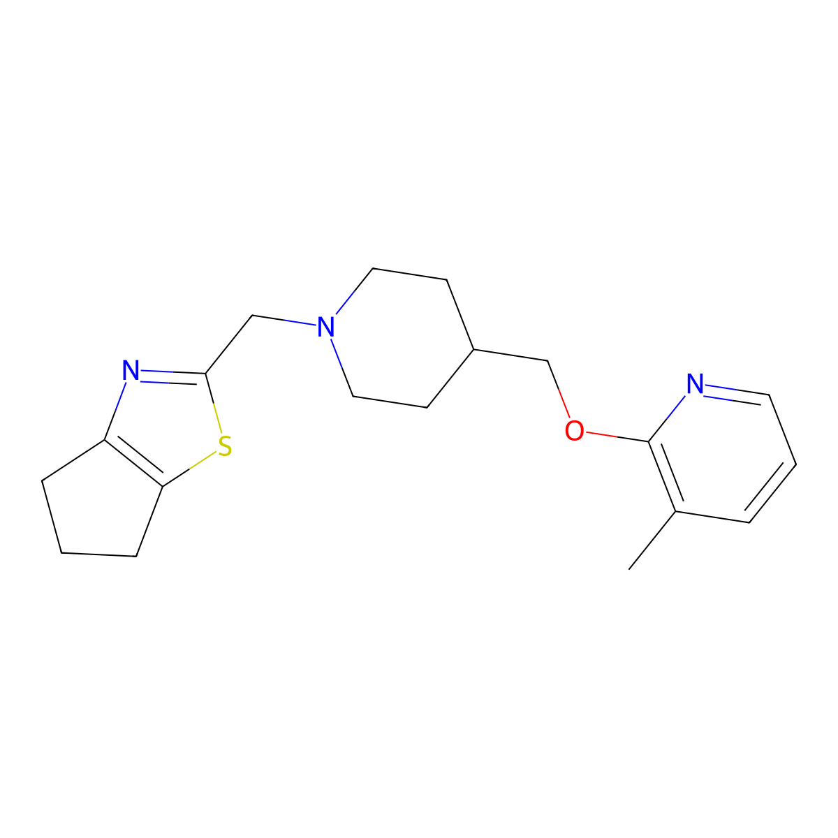 2-{[1-({4H,5H,6H-cyclopenta[d][1,3]thiazol-2-yl}methyl)piperidin-4-yl]methoxy}-3-methylpyridine molecular structure, CAS 2198988-00-8