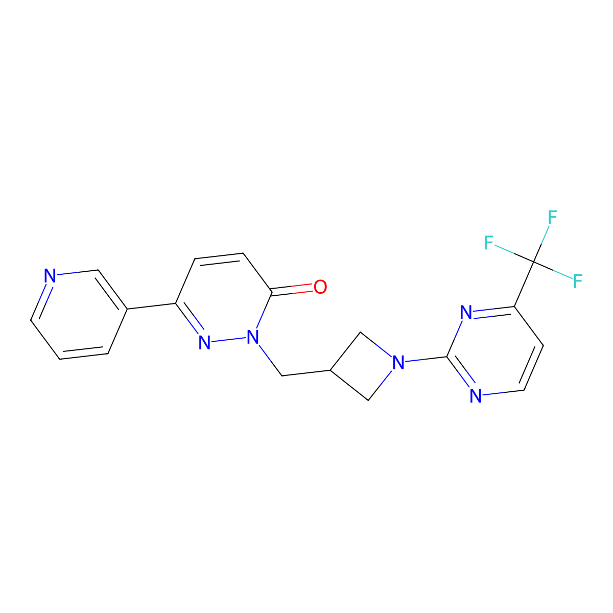 6-(Pyridin-3-yl)-2-({1-[4-(trifluoromethyl)pyrimidin-2-yl]azetidin-3-yl}methyl)-2,3-dihydropyridazin-3-one molecular structure, CAS 2198988-04-2
