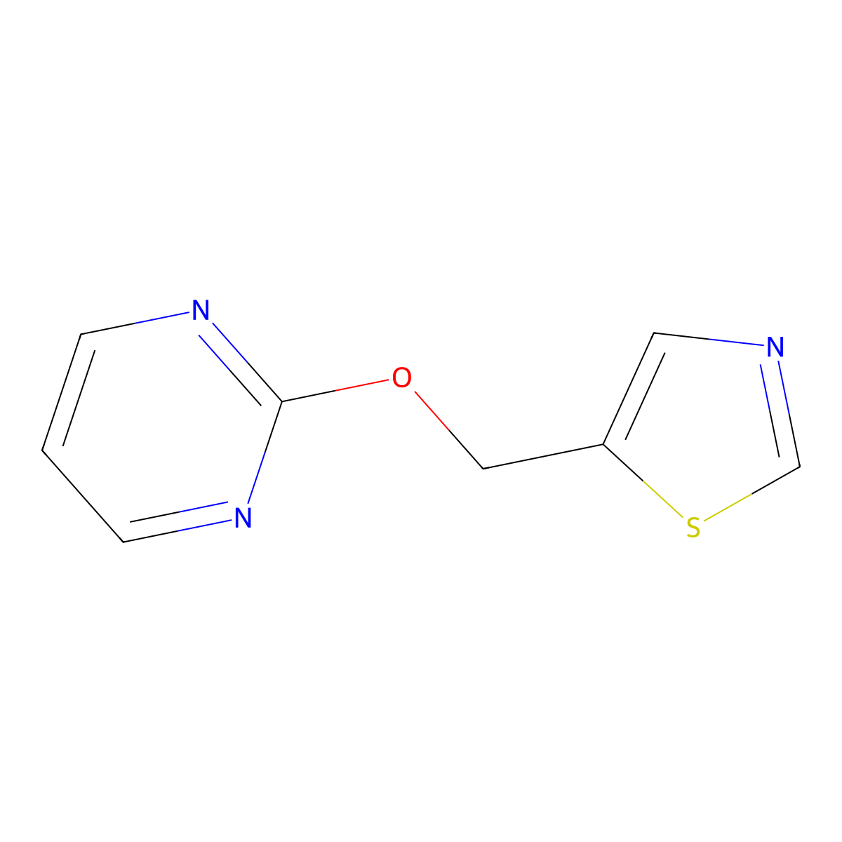 2-[(1,3-Thiazol-5-yl)methoxy]pyrimidine molecular structure, CAS 2198989-09-0