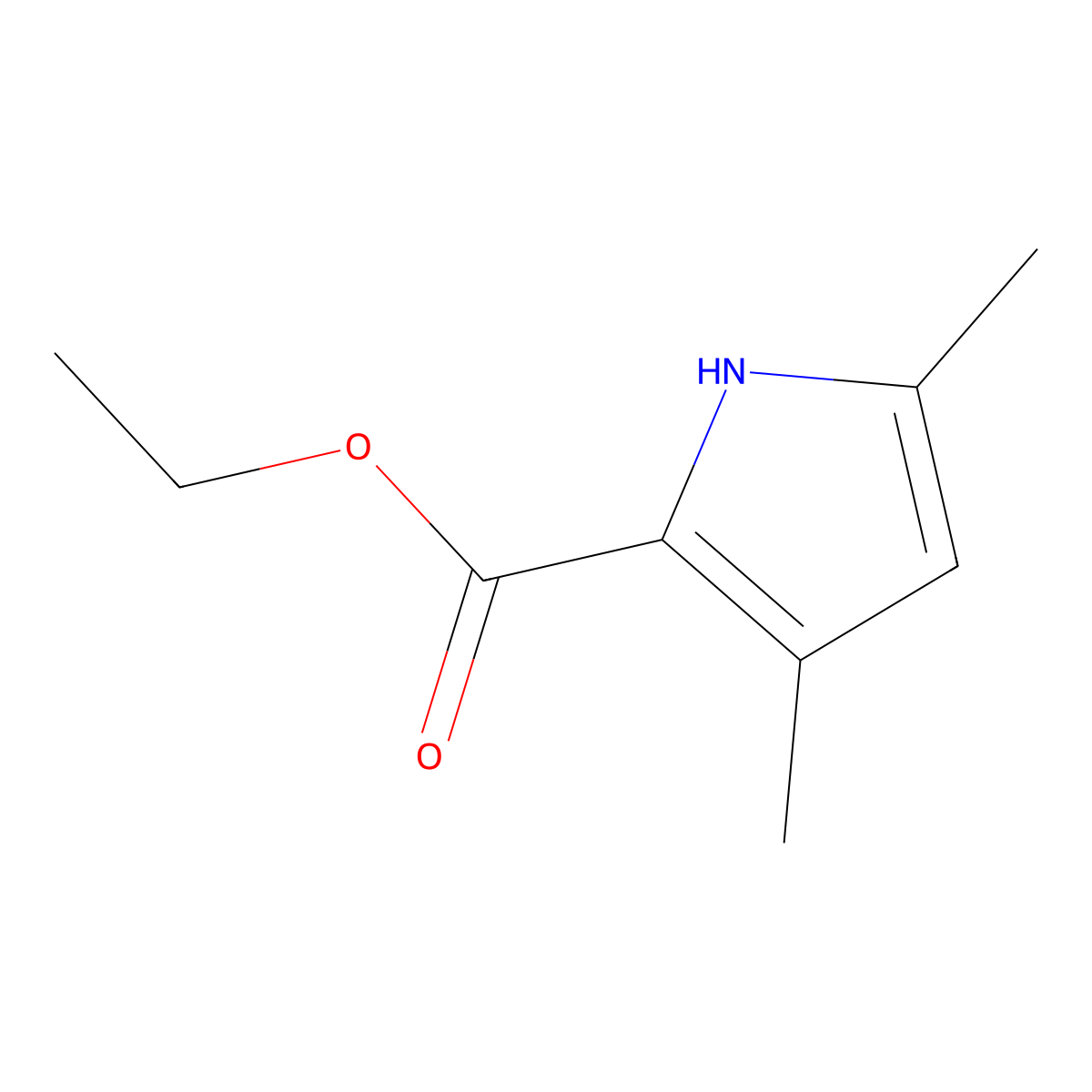 1H-Pyrrole-2-carboxylic acid, 3,5-dimethyl-, ethyl ester molecular structure, CAS 2199-44-2