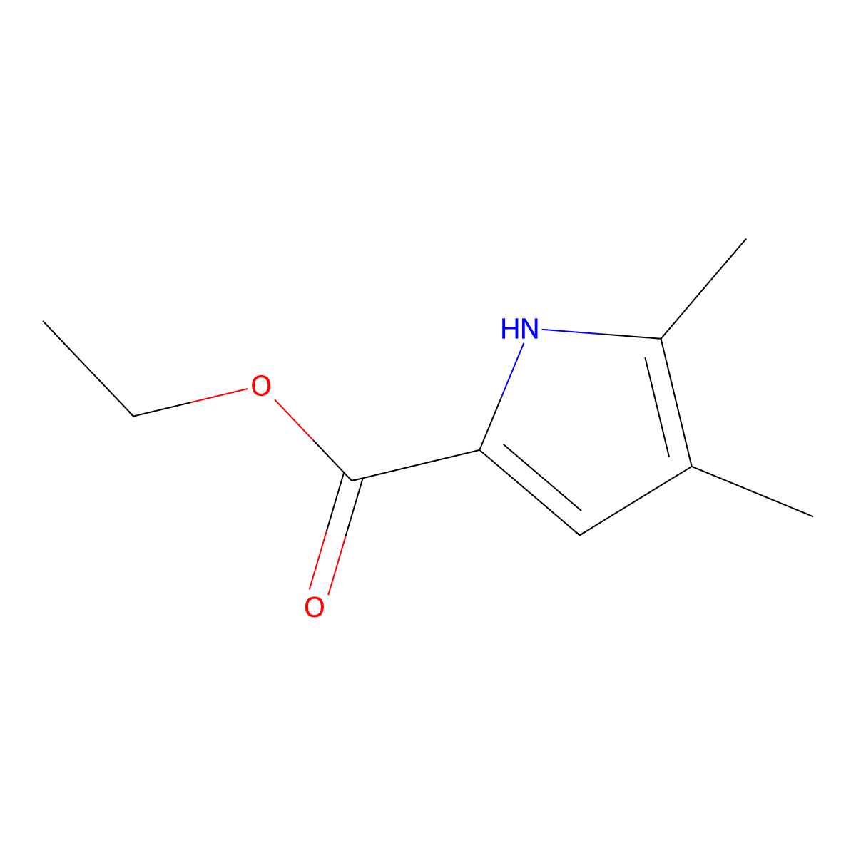 Ethyl 4,5-dimethyl-1H-pyrrole-2-carboxylate molecular structure, CAS 2199-45-3