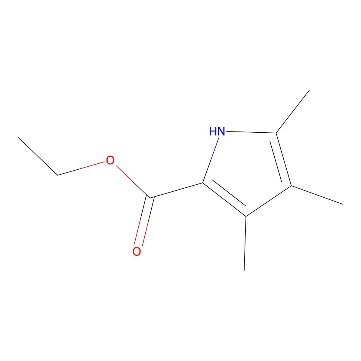 Ethyl 3,4,5-trimethyl-1H-pyrrole-2-carboxylate molecular structure, CAS 2199-46-4