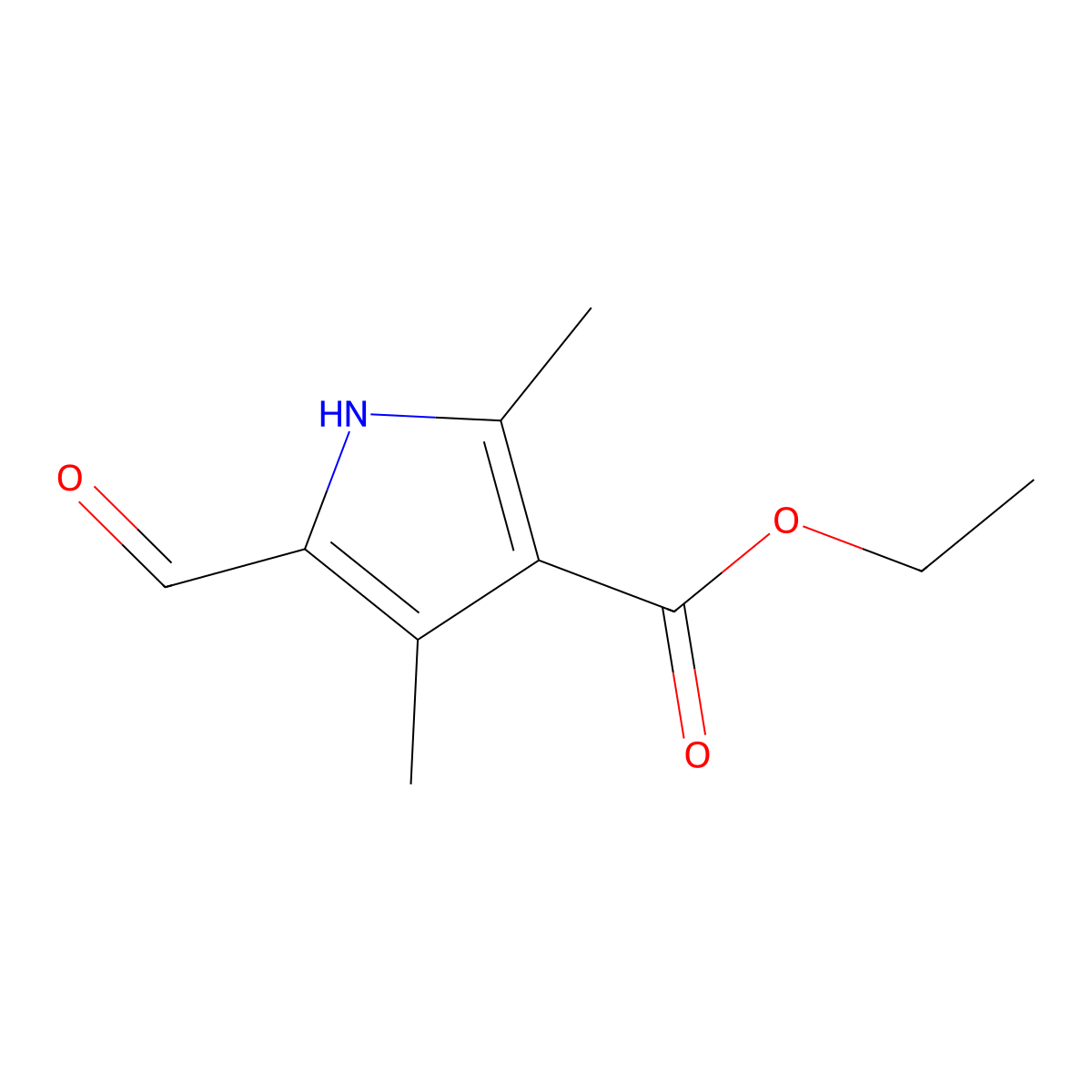 ethyl 5-formyl-2,4-dimethyl-1H-pyrrole-3-carboxylate molecular structure, CAS 2199-59-9