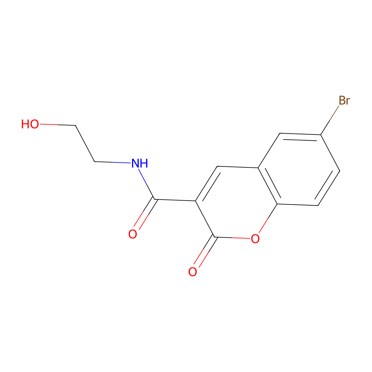 6-Bromo-N-(2-hydroxyethyl)-2-oxo-2H-chromene-3-carboxamide molecular structure, CAS 2199-81-7