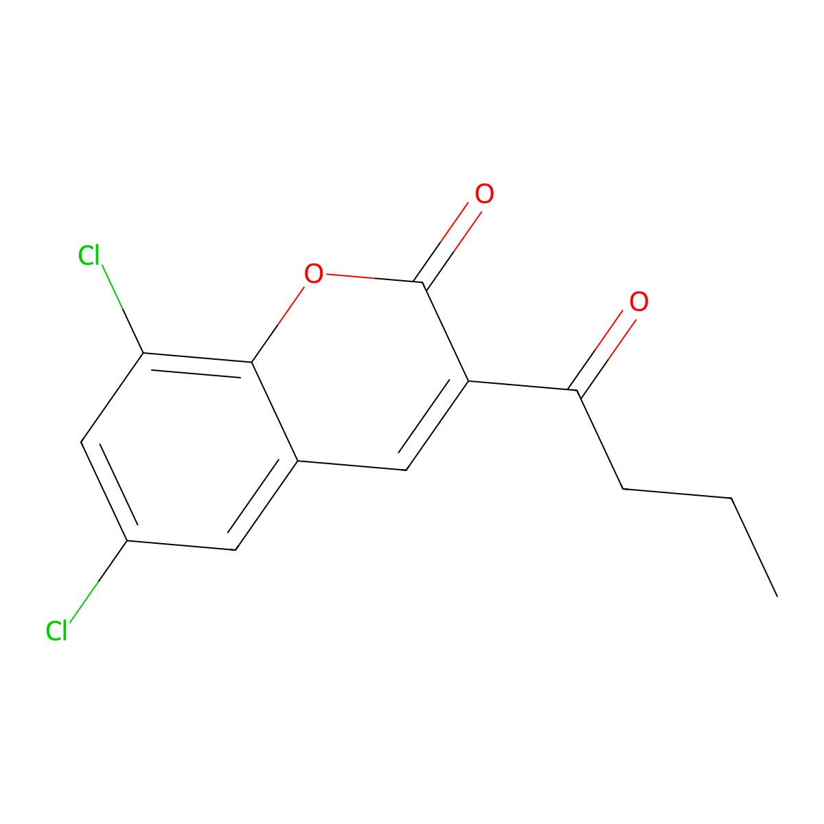 3-butanoyl-6,8-dichloro-2H-chromen-2-one molecular structure, CAS 2199-82-8
