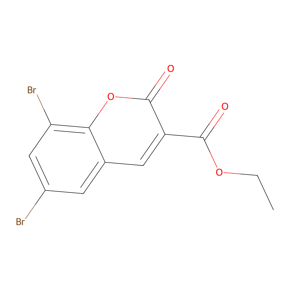 Ethyl 6,8-dibromo-2-oxo-2H-1-benzopyran-3-carboxylate molecular structure, CAS 2199-89-5