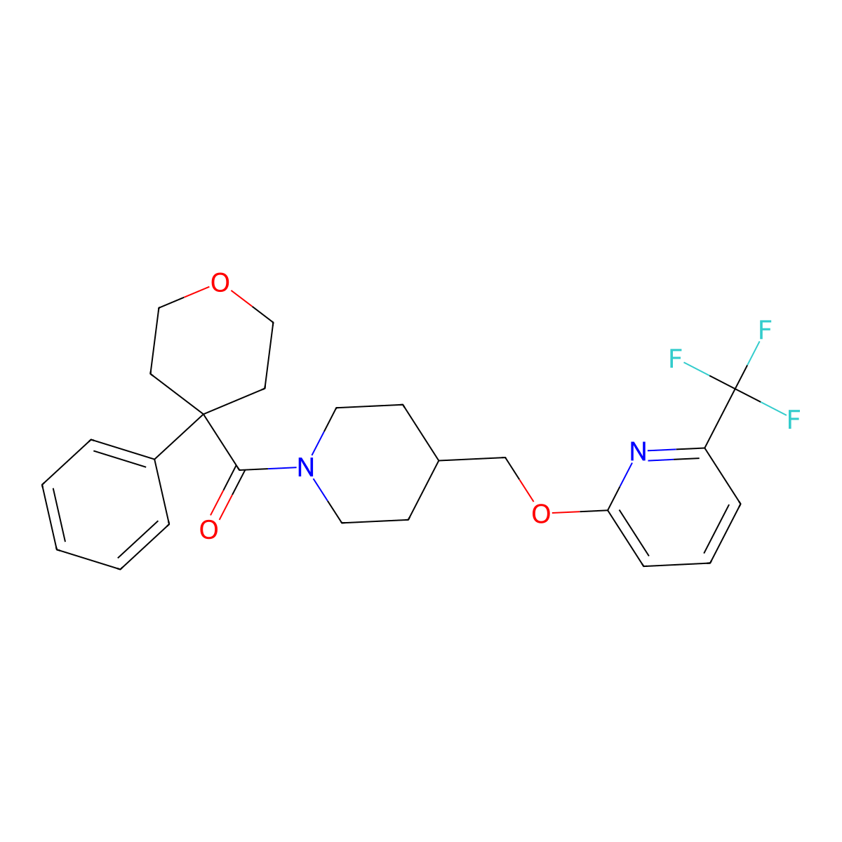 2-{[1-(4-Phenyloxane-4-carbonyl)piperidin-4-yl]methoxy}-6-(trifluoromethyl)pyridine molecular structure, CAS 2199016-60-7