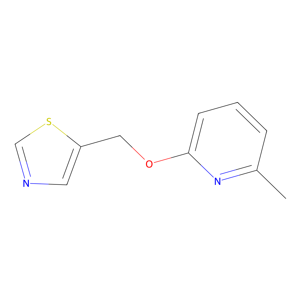 2-Methyl-6-[(1,3-thiazol-5-yl)methoxy]pyridine molecular structure, CAS 2199034-35-8