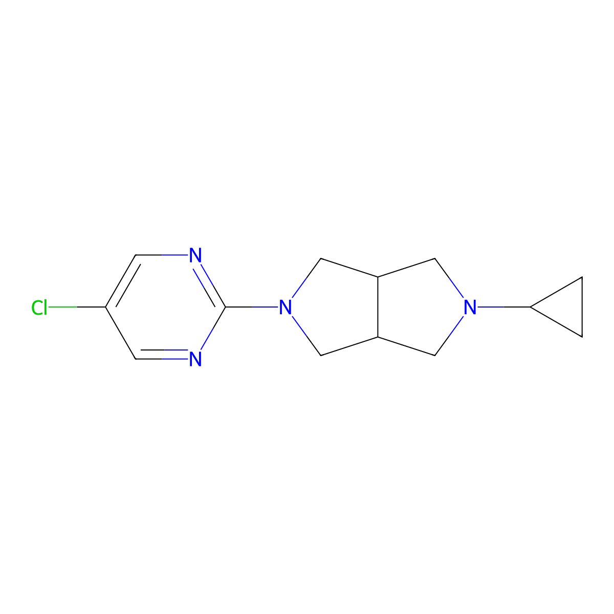 2-(5-Chloropyrimidin-2-yl)-5-cyclopropyloctahydropyrrolo[3,4-c]pyrrole molecular structure, CAS 2199034-76-7