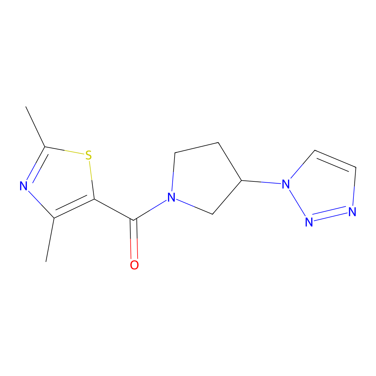 (3-(1H-1,2,3-triazol-1-yl)pyrrolidin-1-yl)(2,4-dimethylthiazol-5-yl)methanone molecular structure, CAS 2199043-61-1