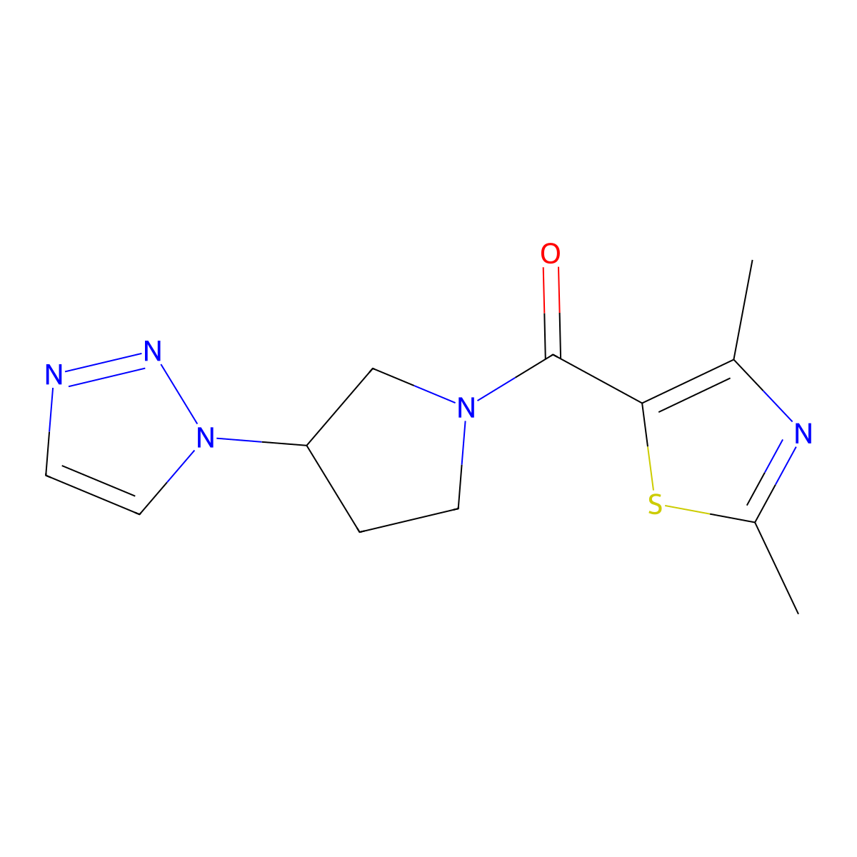 (3-(1H-1,2,3-triazol-1-yl)pyrrolidin-1-yl)(2,4-dimethylthiazol-5-yl)methanone molecular structure, CAS 2199043-61-1