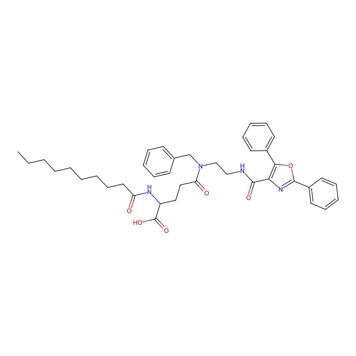 5-[Benzyl-[2-[(2,5-diphenyl-1,3-oxazole-4-carbonyl)amino]ethyl]amino]-2-(decanoylamino)-5-oxopentanoic acid molecular structure, CAS 219905-91-6