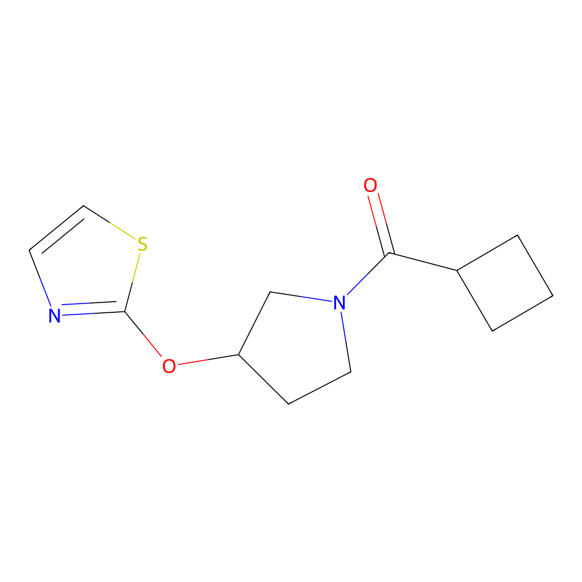2-[(1-Cyclobutanecarbonylpyrrolidin-3-yl)oxy]-1,3-thiazole molecular structure, CAS 2199064-30-5