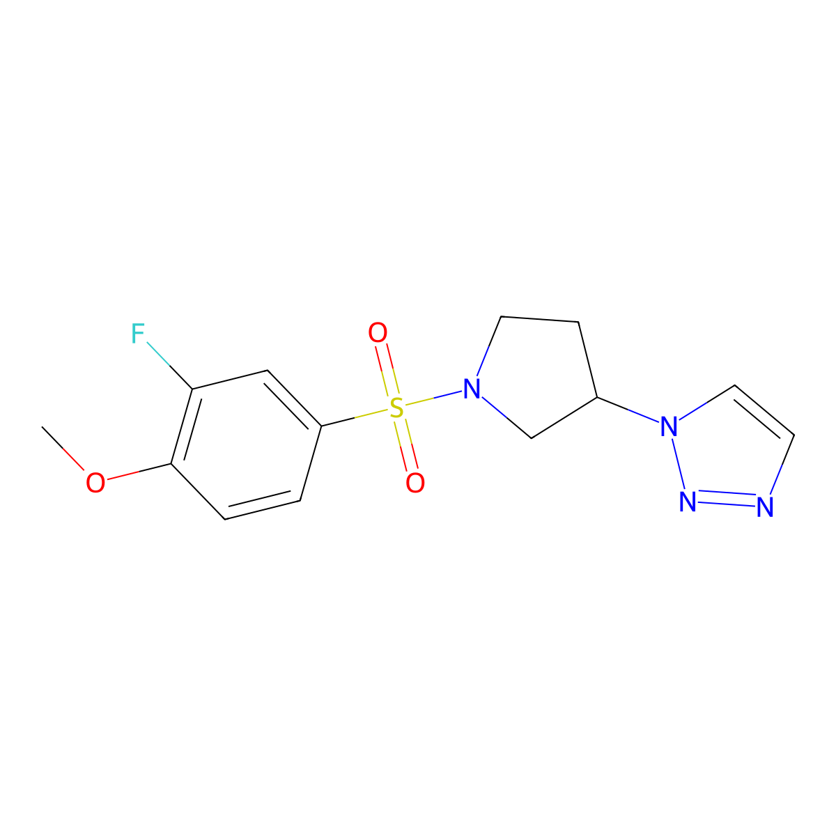 1-(1-((3-fluoro-4-methoxyphenyl)sulfonyl)pyrrolidin-3-yl)-1H-1,2,3-triazole molecular structure, CAS 2199065-99-9
