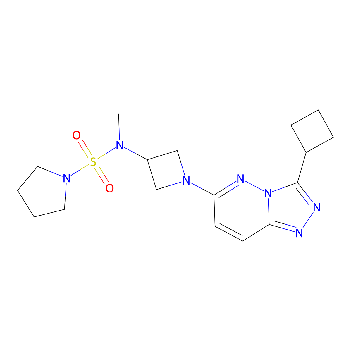 N-(1-{3-cyclobutyl-[1,2,4]triazolo[4,3-b]pyridazin-6-yl}azetidin-3-yl)-N-methylpyrrolidine-1-sulfonamide molecular structure, CAS 2199066-06-1