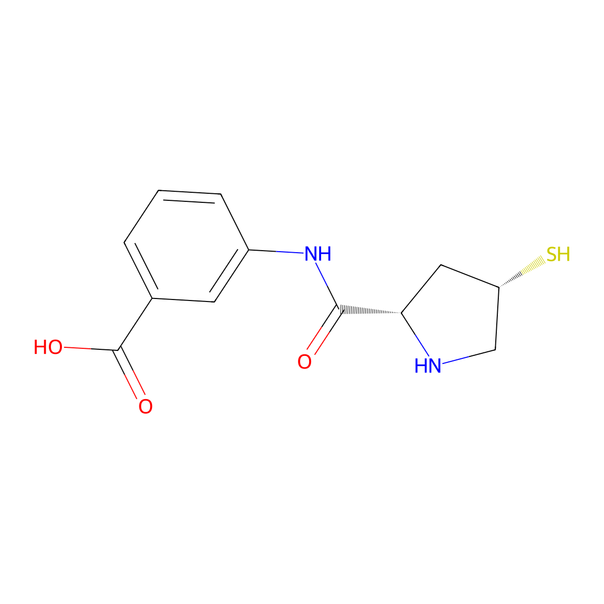 3-(((2S,4S)-4-Sulfanylpyrrolidine-2-carbonyl)amino)benzoic acid molecular structure, CAS 219909-82-7
