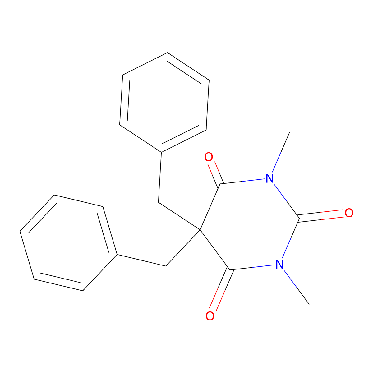 5,5-Dibenzyl-1,3-dimethylpyrimidine-2,4,6(1h,3h,5h)-trione molecular structure, CAS 21991-30-0