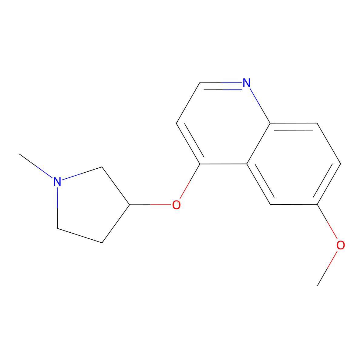 6-Methoxy-4-[(1-methylpyrrolidin-3-yl)oxy]quinoline molecular structure, CAS 2199105-37-6