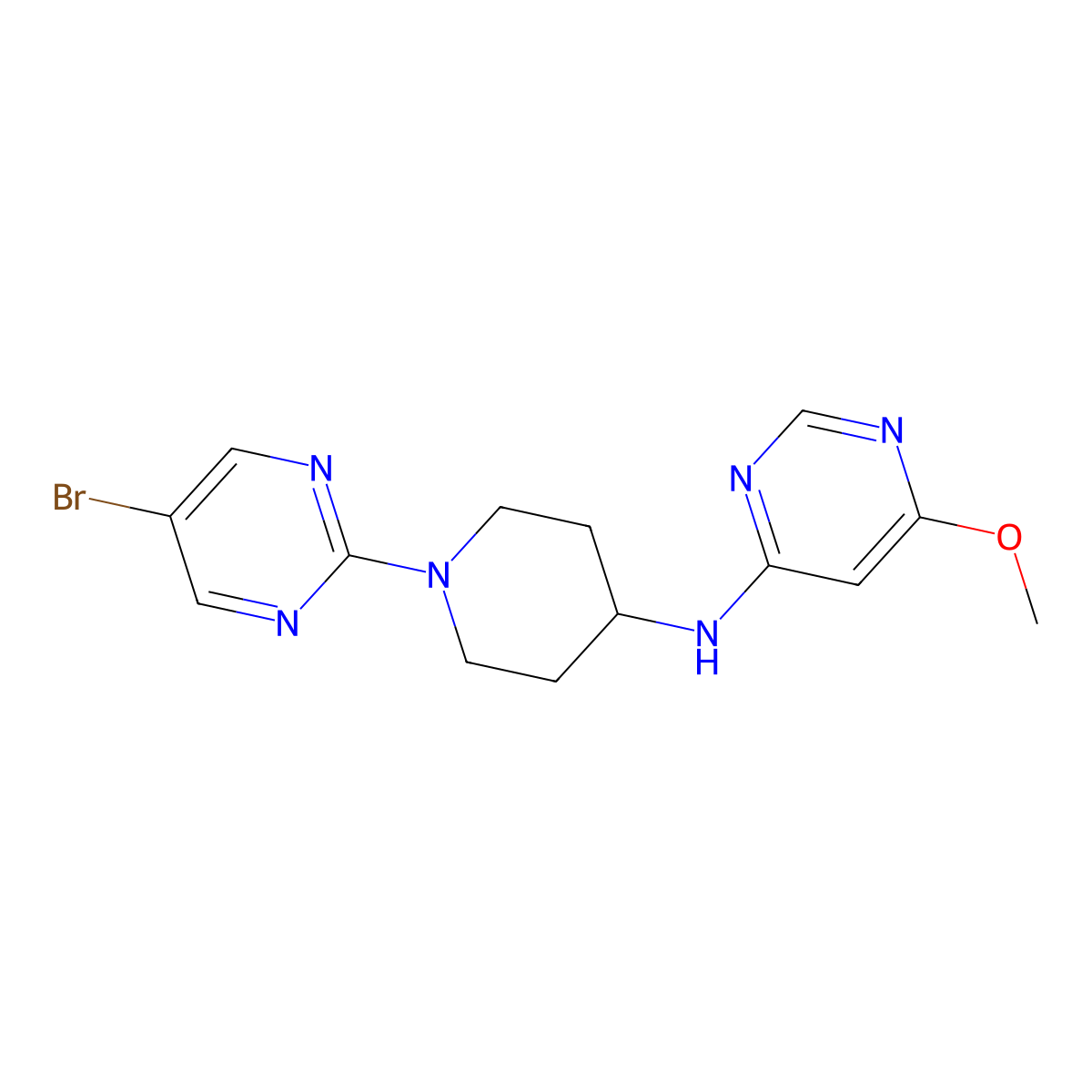 N-[1-(5-bromopyrimidin-2-yl)piperidin-4-yl]-6-methoxypyrimidin-4-amine molecular structure, CAS 2199107-60-1