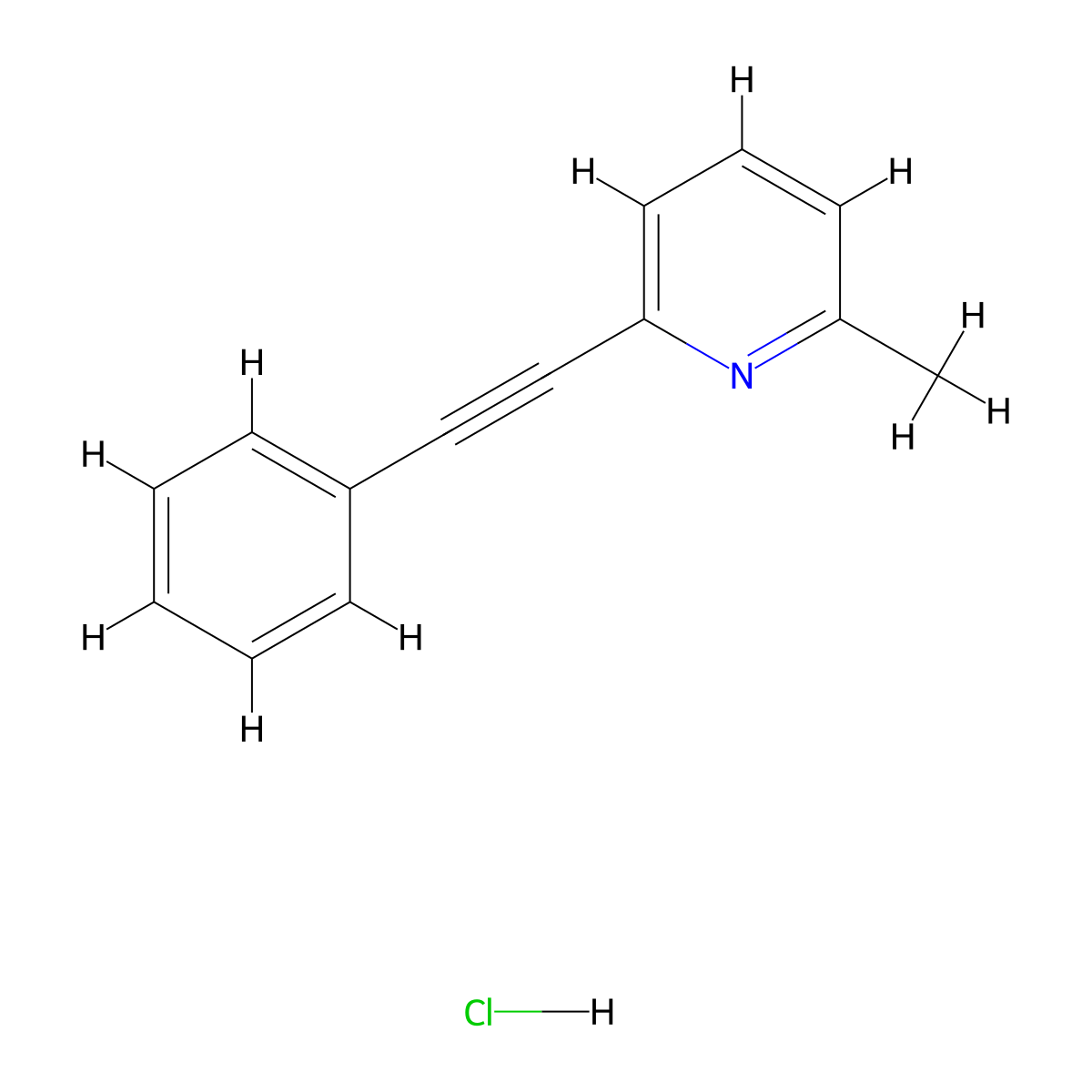 2-Methyl-6-(phenylethynyl)pyridine hydrochloride molecular structure, CAS 219911-35-0