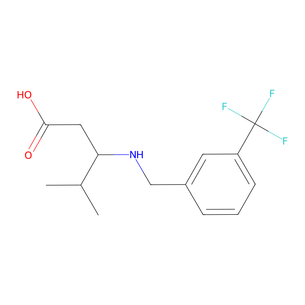 4-Methyl-3-({[3-(trifluoromethyl)phenyl]methyl}amino)pentanoic acid molecular structure, CAS 2199127-77-8