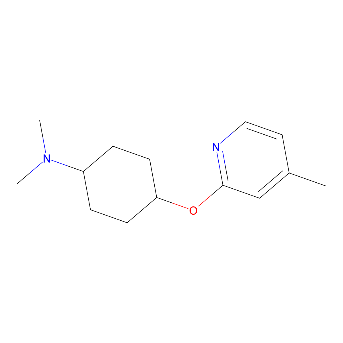N,N-dimethyl-4-[(4-methylpyridin-2-yl)oxy]cyclohexan-1-amine molecular structure, CAS 2199132-45-9