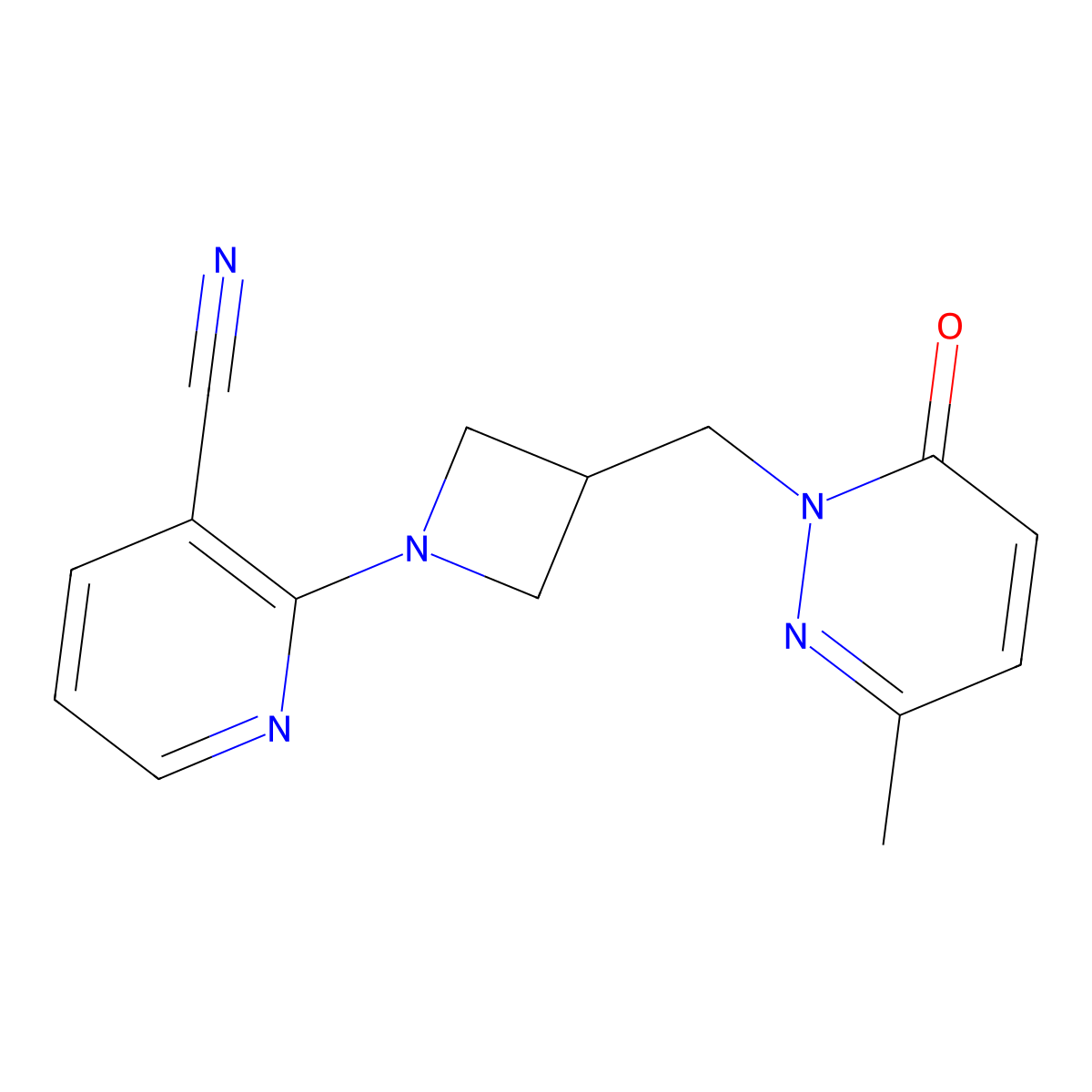 2-{3-[(3-Methyl-6-oxo-1,6-dihydropyridazin-1-yl)methyl]azetidin-1-yl}pyridine-3-carbonitrile molecular structure, CAS 2199132-79-9