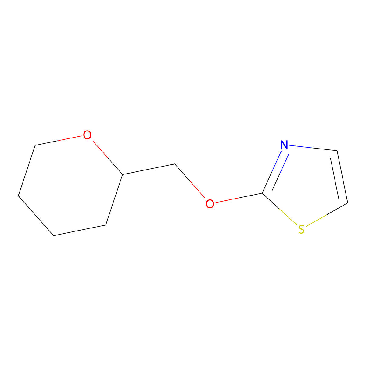 2-[(Oxan-2-yl)methoxy]-1,3-thiazole molecular structure, CAS 2199134-80-8