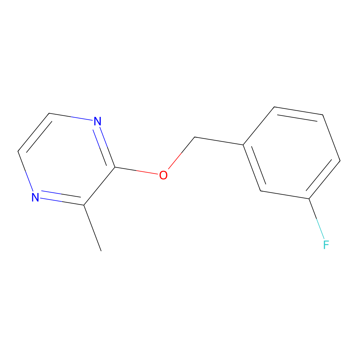 2-[(3-Fluorophenyl)methoxy]-3-methylpyrazine molecular structure, CAS 2199135-23-2
