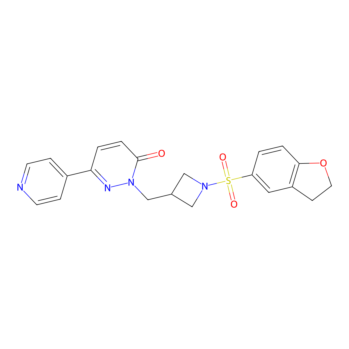 2-{[1-(2,3-Dihydro-1-benzofuran-5-sulfonyl)azetidin-3-yl]methyl}-6-(pyridin-4-yl)-2,3-dihydropyridazin-3-one molecular structure, CAS 2199137-95-4