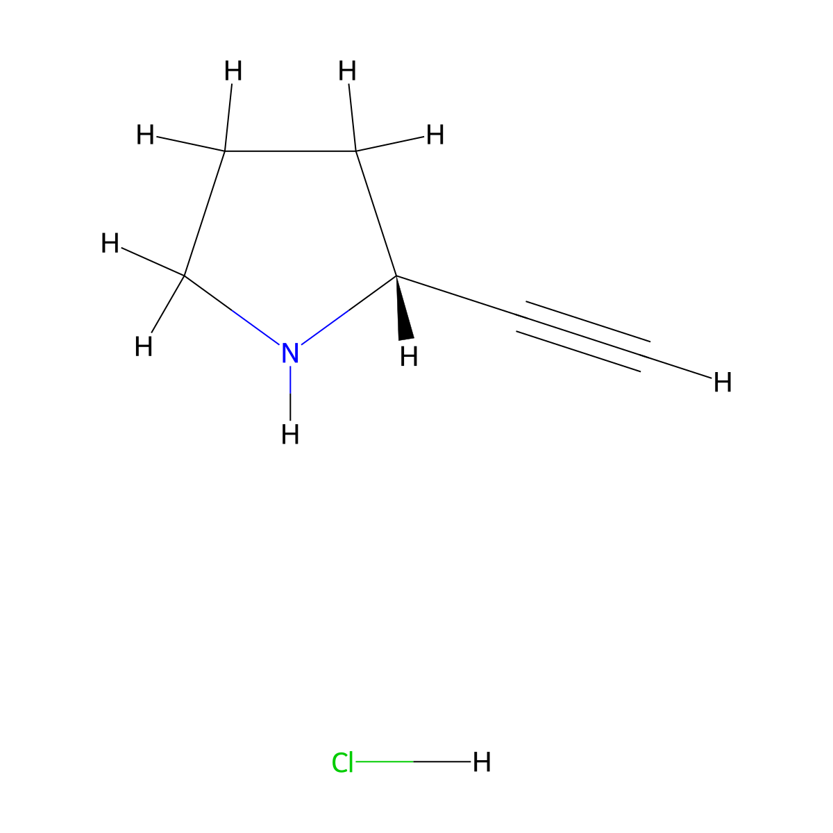 (R)-2-Ethynylpyrrolidine hydrochloride molecular structure, CAS 2199141-10-9