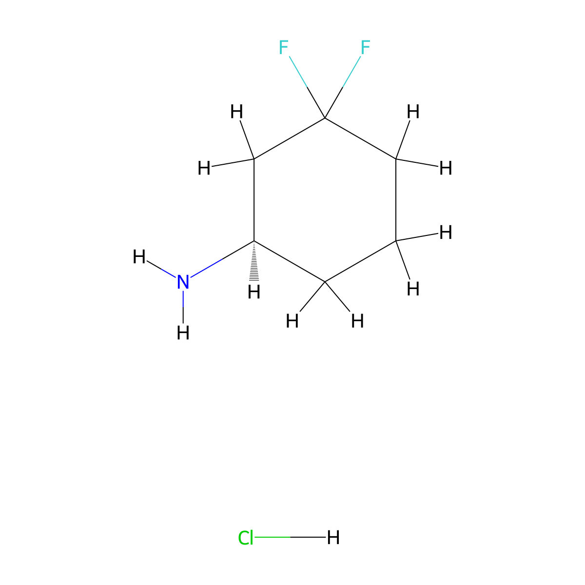 (1R)-3,3-difluorocyclohexan-1-amine hydrochloride molecular structure, CAS 2199141-40-5
