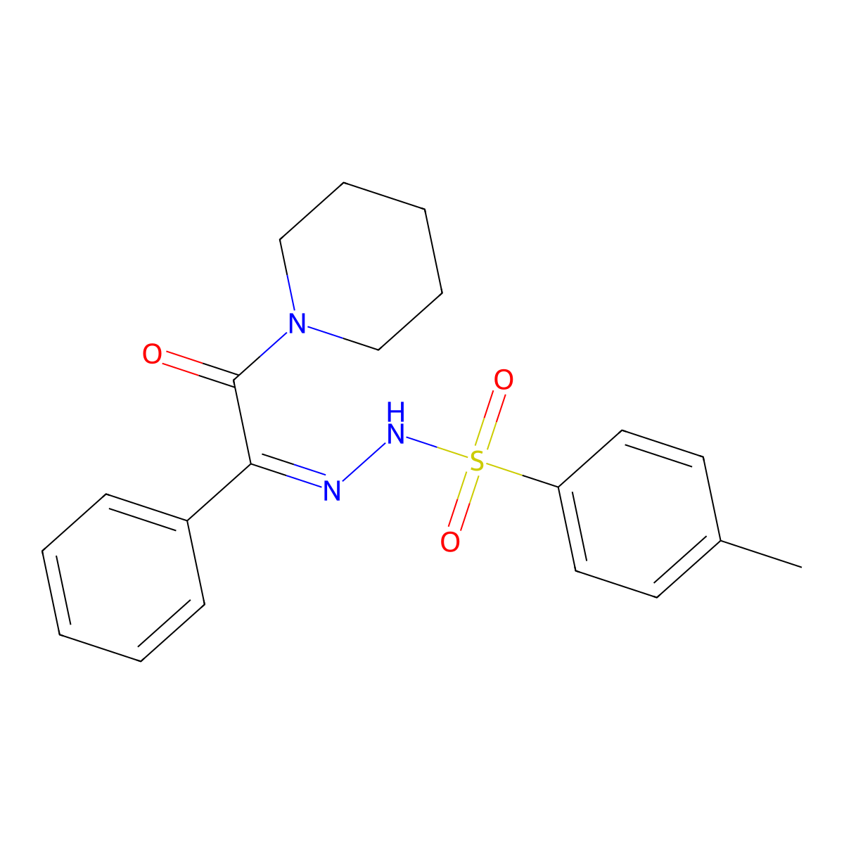 (E)-4-Methyl-N'-(2-oxo-1-phenyl-2-(piperidin-1-yl)ethylidene)benzenesulfonohydrazide molecular structure, CAS 219915-67-0