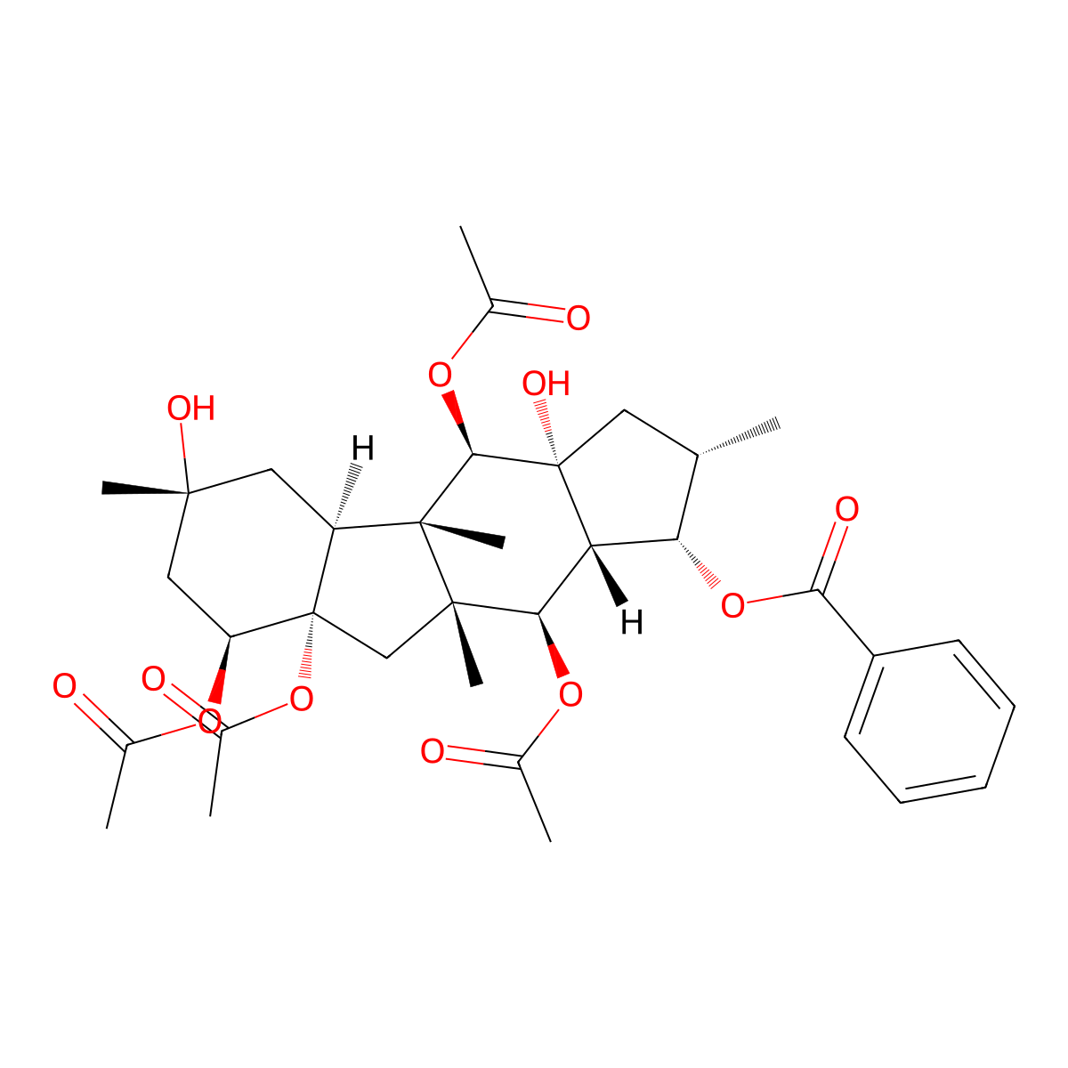 5,8,9,14-Tetraacetoxy-3-benzoyloxy-10,15-dihydroxypepluane molecular structure, CAS 219916-77-5