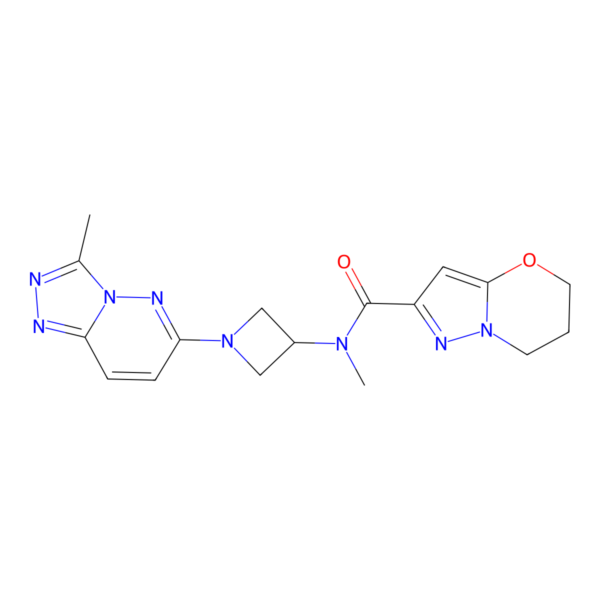 N-methyl-N-(1-{3-methyl-[1,2,4]triazolo[4,3-b]pyridazin-6-yl}azetidin-3-yl)-5H,6H,7H-pyrazolo[3,2-b][1,3]oxazine-2-carboxamide molecular structure, CAS 2199161-62-9