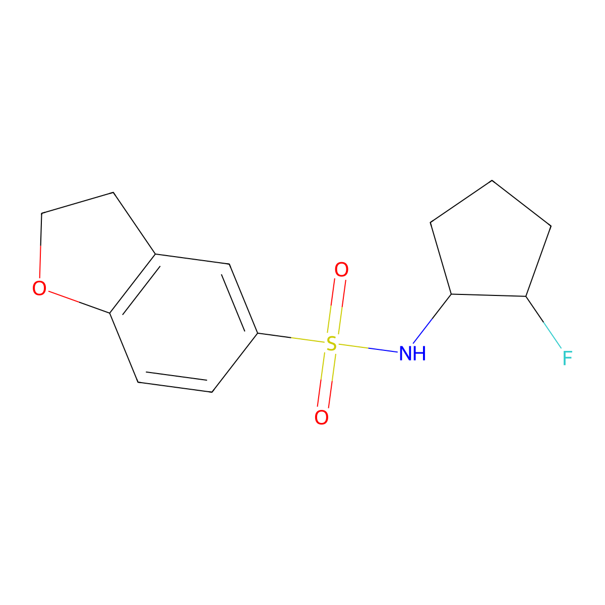 N-(2-fluorocyclopentyl)-2,3-dihydro-1-benzofuran-5-sulfonamide molecular structure, CAS 2199162-37-1