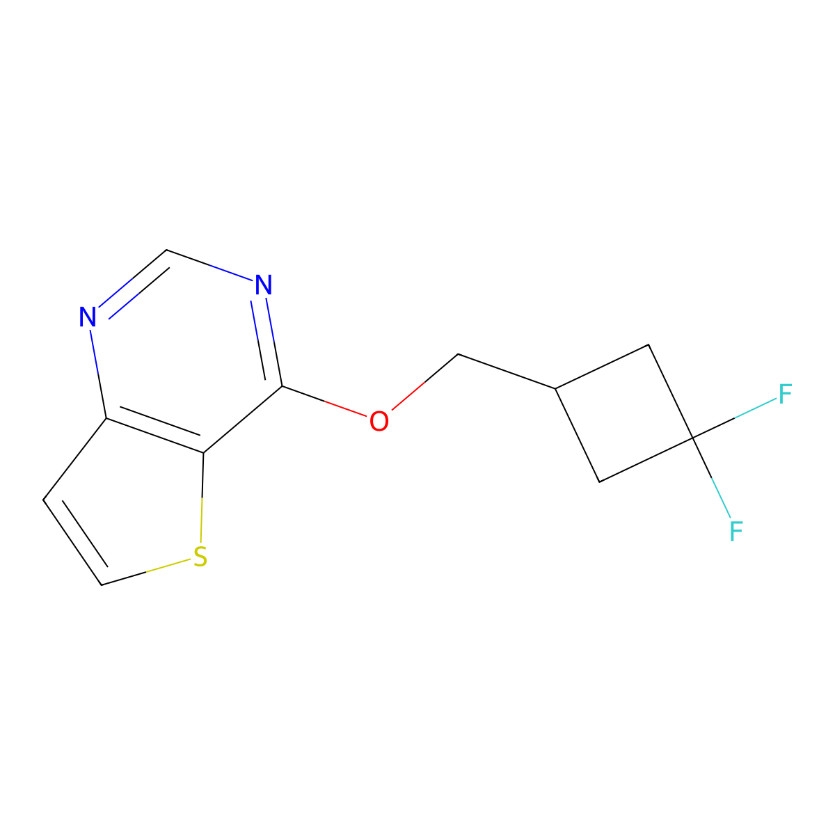 4-[(3,3-Difluorocyclobutyl)methoxy]thieno[3,2-d]pyrimidine molecular structure, CAS 2199179-38-7