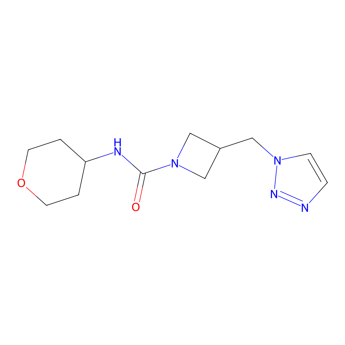 N-(oxan-4-yl)-3-[(1H-1,2,3-triazol-1-yl)methyl]azetidine-1-carboxamide molecular structure, CAS 2199179-72-9