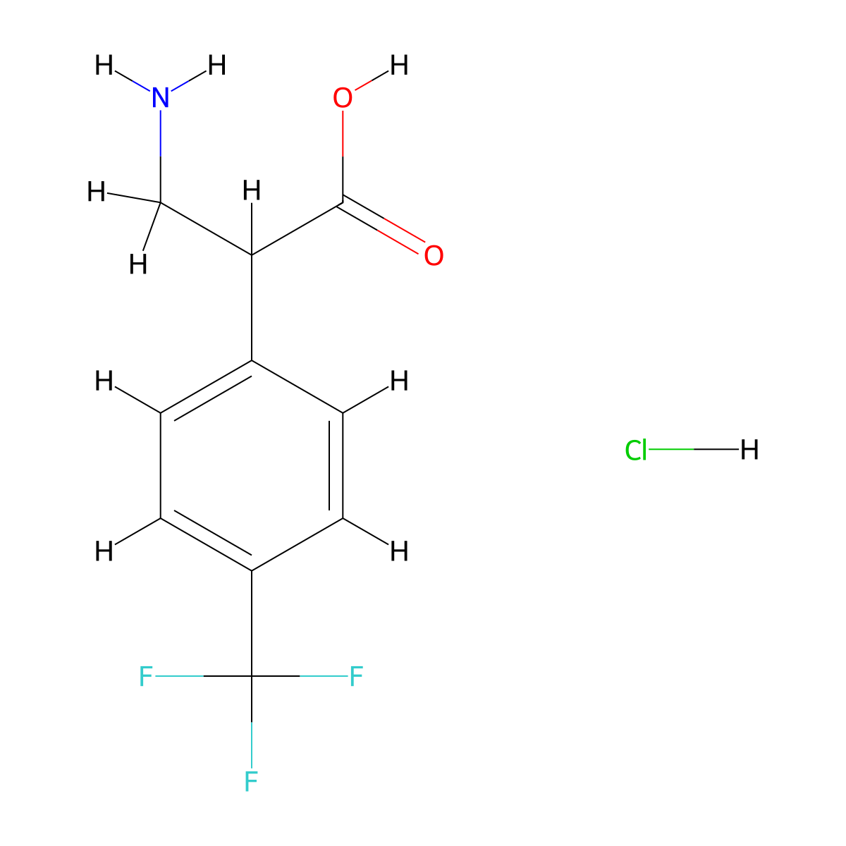 3-Amino-2-[4-(trifluoromethyl)phenyl]propanoic acid hydrochloride molecular structure, CAS 2199182-62-0
