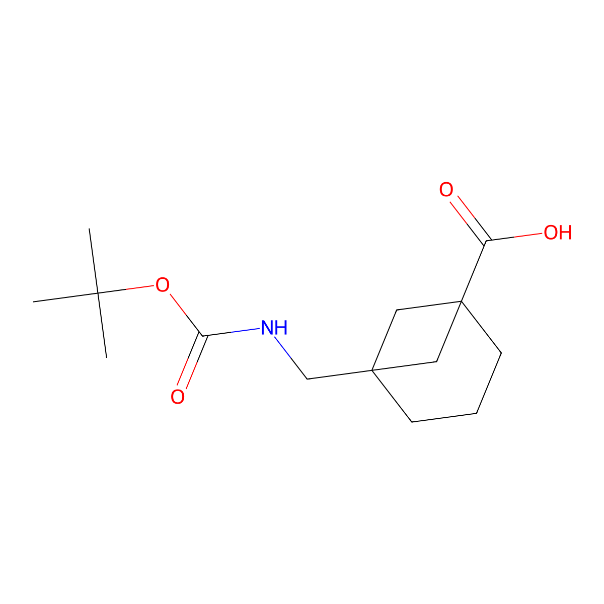 5-(((Tert-butoxycarbonyl)amino)methyl)bicyclo[3.1.1]heptane-1-carboxylic acid molecular structure, CAS 2199182-66-4