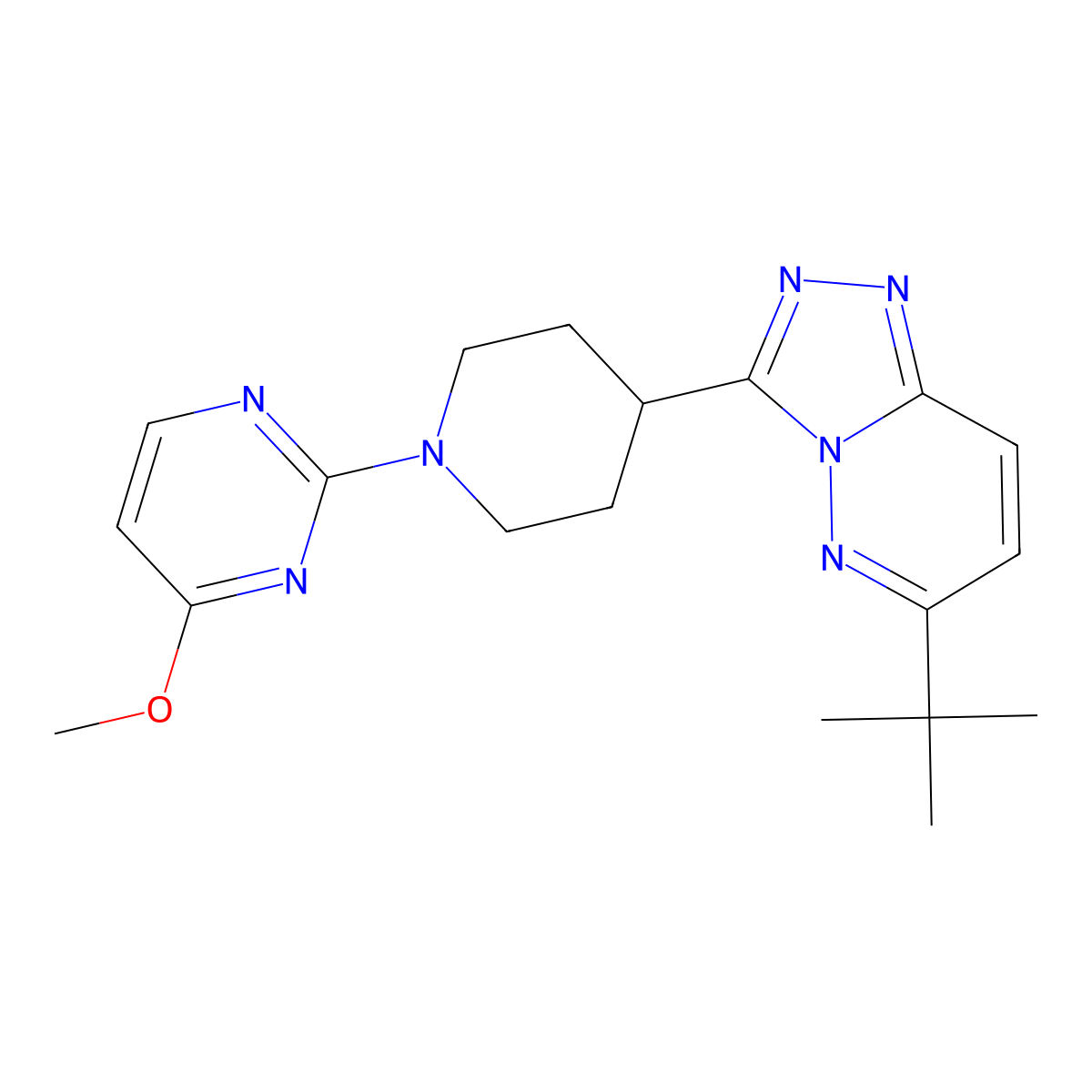 2-(4-{6-Tert-butyl-[1,2,4]triazolo[4,3-b]pyridazin-3-yl}piperidin-1-yl)-4-methoxypyrimidine molecular structure, CAS 2199189-33-6