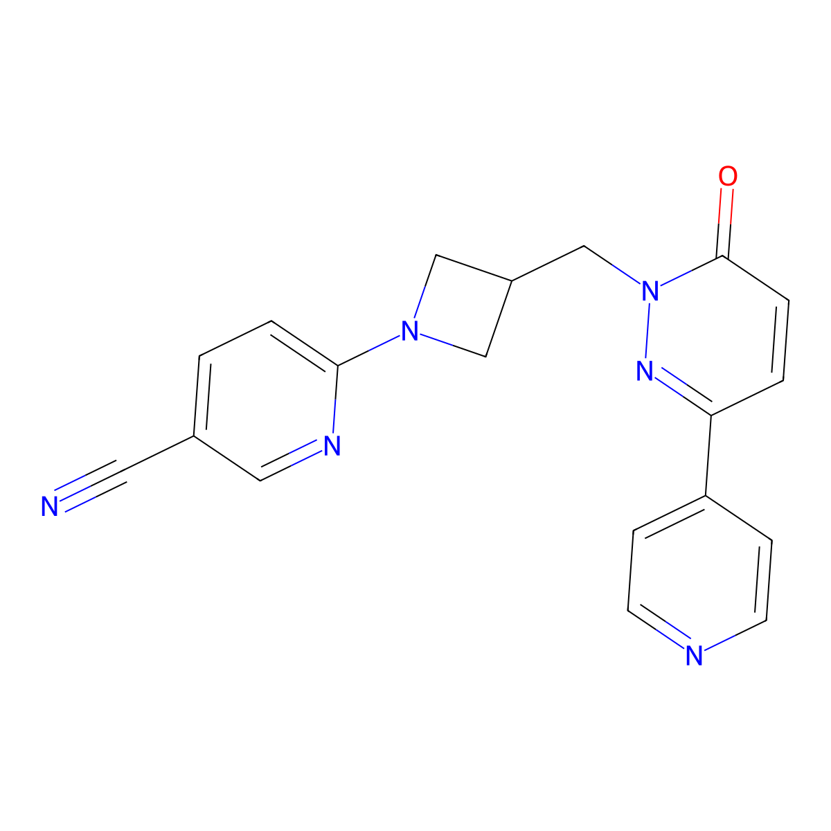 6-(3-{[6-Oxo-3-(pyridin-4-yl)-1,6-dihydropyridazin-1-yl]methyl}azetidin-1-yl)pyridine-3-carbonitrile molecular structure, CAS 2199209-32-8