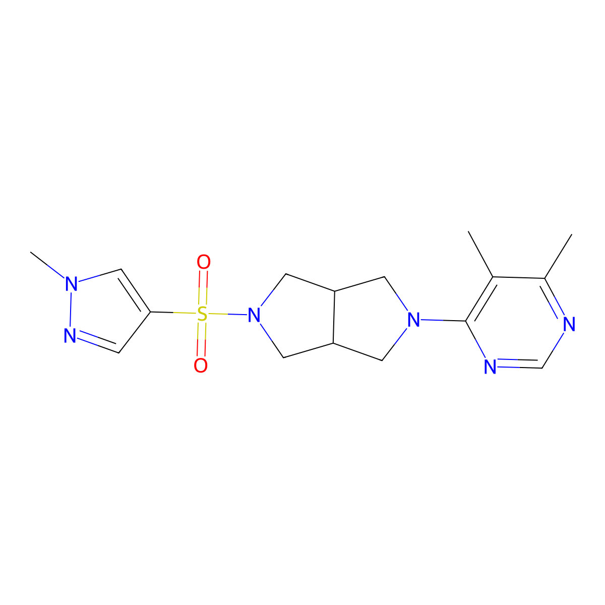 4,5-dimethyl-6-{5-[(1-methyl-1H-pyrazol-4-yl)sulfonyl]-octahydropyrrolo[3,4-c]pyrrol-2-yl}pyrimidine molecular structure, CAS 2199209-34-0
