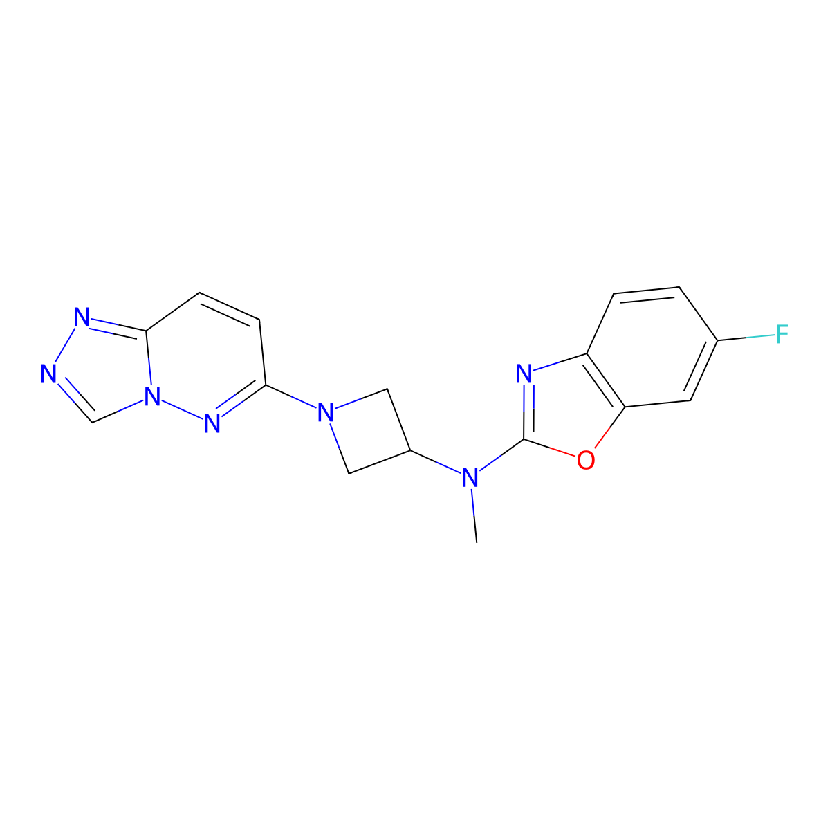 6-fluoro-N-methyl-N-(1-{[1,2,4]triazolo[4,3-b]pyridazin-6-yl}azetidin-3-yl)-1,3-benzoxazol-2-amine molecular structure, CAS 2199211-12-4
