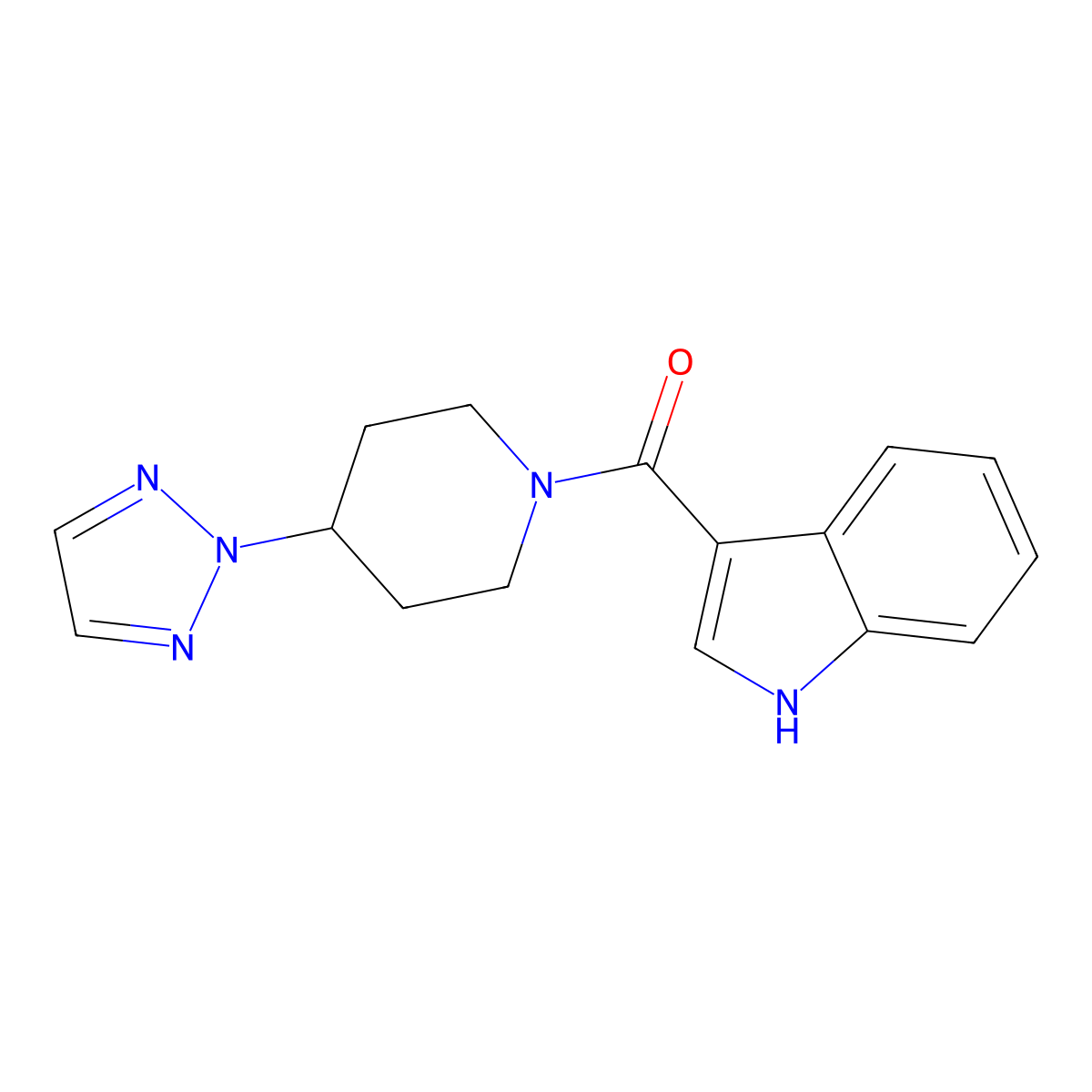 (4-(2H-1,2,3-triazol-2-yl)piperidin-1-yl)(1H-indol-3-yl)methanone molecular structure, CAS 2199211-50-0